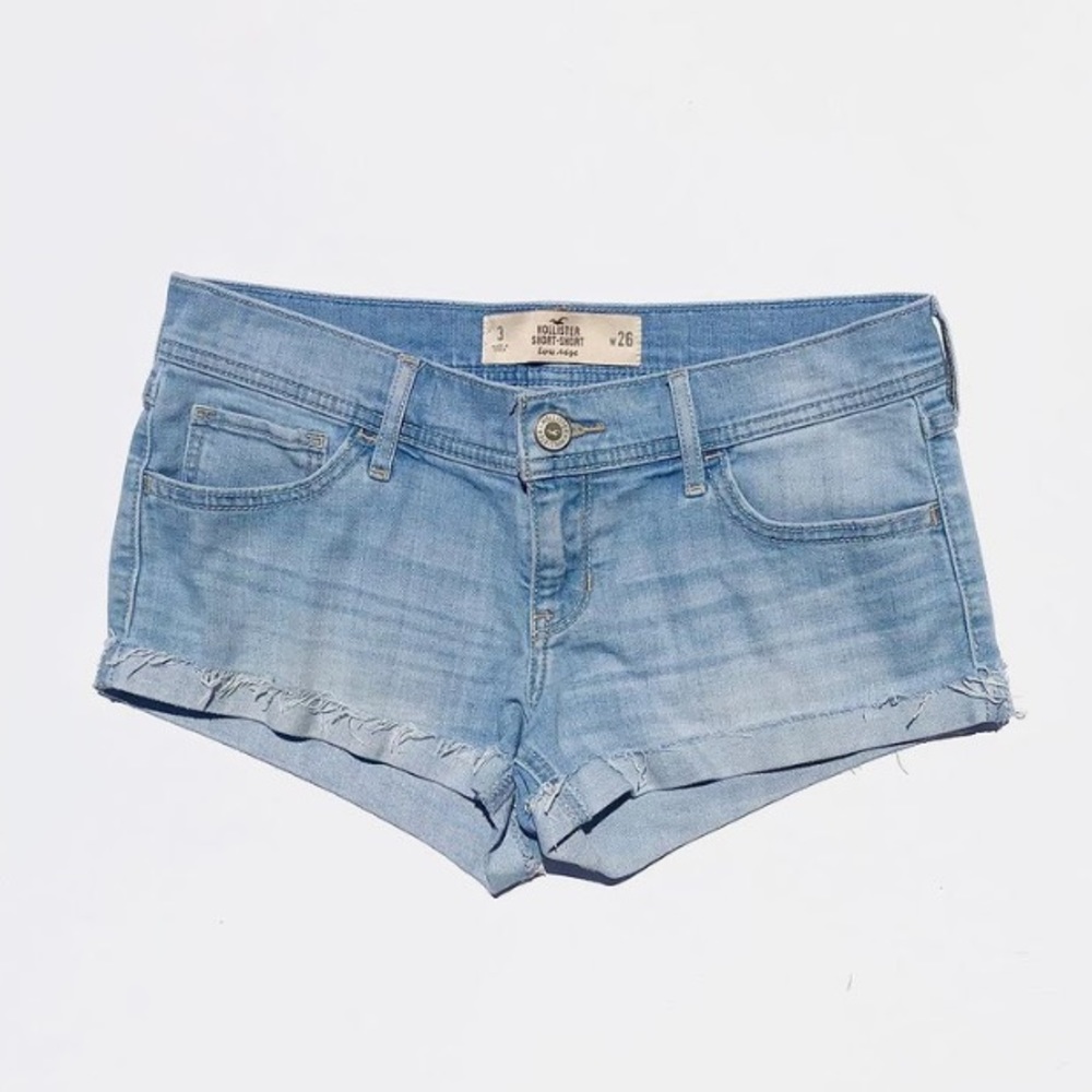 Hollister Light Wash Low Rise Jean Shorts, W 26